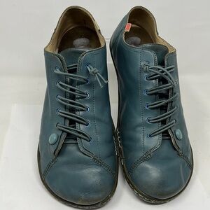 Men’s Camper Sz 44 Teal Blue Leather Pull Elastic Shoes